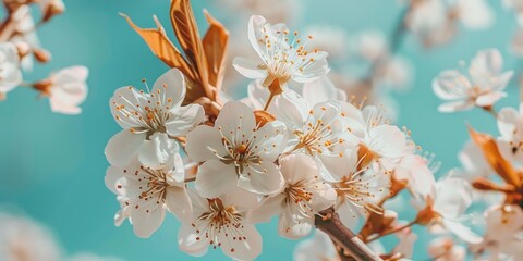 Poster - Bunch of flowers on tree trunk