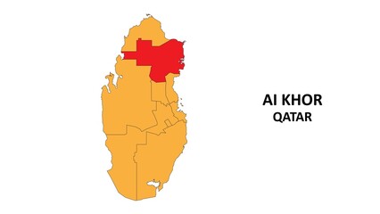 Poster - Ai Khor Map in Qatar. Vector Map of Qatar. Regions map of Qatar.