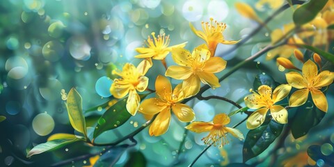 Canvas Print - Yellow flowers on tree branch