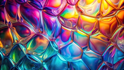 Wall Mural - Abstract background of vibrant iridescent glass , glass, abstract, vibrant, colorful, iridescent, shiny, translucent