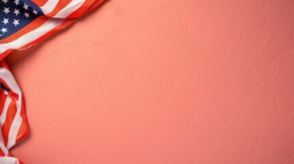 plain apricot background with a USA flag theme in the corner and copy space for text on the top