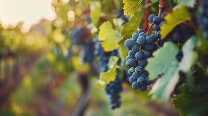 Wall Mural - Blue grapes on vine