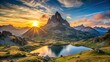 © Sangpan - Sunset over Pic du Midi d'Ossau in the Pyrenees mountains of France, sunset, Pic du Midi d'Ossau, Pyrenees, France, mountain