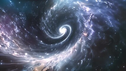 Wall Mural - A black hole in the center of a swirling galaxy, emitting a bright white light.