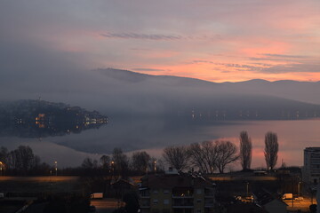 Wall Mural - misty lake in the morning