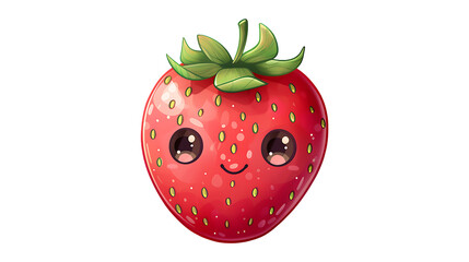 Wall Mural - Cute kawaii strawberry fruit on a transparent background