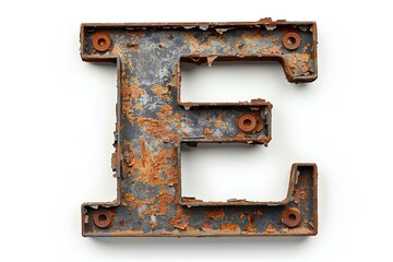Wall Mural - A rusted metal letter e on a white surface