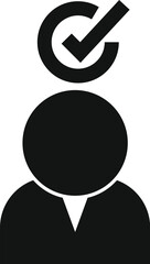 Sticker - Businessman standing with a check mark above his head, symbolizing validation