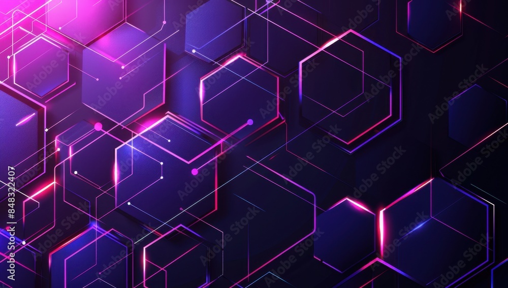 Abstract purple and blue background with hexagonal shapes for a ...