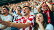 © PixelArtist - Croatian football soccer fans in a stadium supporting the national team, Kockasti