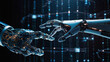 © Kingline - AI, Machine learning, Hands of robot and human touching on big data network connection background, Science and artificial intelligence technology, innovation and futuristic