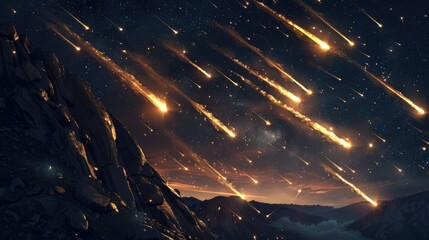 Wall Mural - mountain under starry night sky