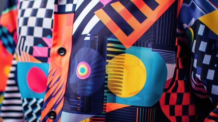 Wall Mural - digital shirt design with geometric patterns