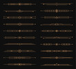 © Vector Tradition - Golden art deco dividers, menu border elements, elegant ornament frame vector set of decorative elements. Refined gold luxurious, symmetrical dividers, underlines or headers. Art deco embellishment