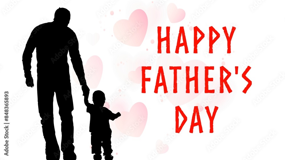Heartwarming Happy Father's Day Illustration with Father and Child Silhouettes