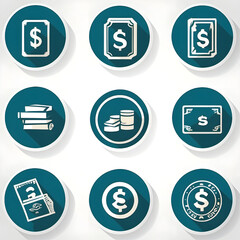 Sticker - set of business and dollar signs icons, isolated on white background, vector ready for design 