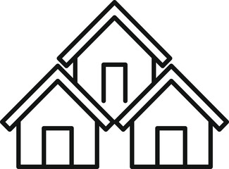 Sticker - Simple line drawing of three houses, representing the concept of neighborhood, community and real estate