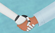 © ADDICTIVE STOCK - Digital and human handshaking in an illustrated style