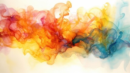 Wall Mural - Abstract watercolor representation of fire and water. Watercolor of contrasted vibrant pastel watercolor mixing together with white background. Conceptual art for creative design and wall art. AIG35.