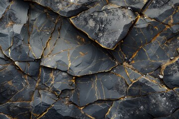 Dark gray stone with gold veins