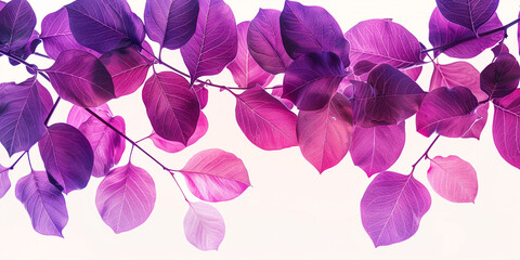 Wall Mural - Purple leaves on a white background