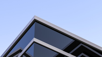 Design of modern house,architectural structure minimalism with windows,wallpaper.3D render