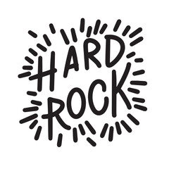 Poster - Hard Rock text lettering. Hand drawn vector art.