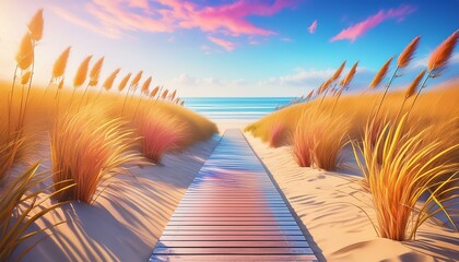 Wall Mural - sunset over the beach