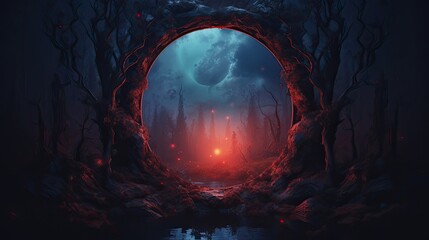 Wall Mural - dark magic forest, spooky abstract background