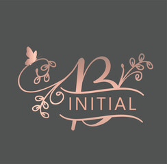 Initial letter logo rose gold vector logo for beauty, spa, wedding, signature