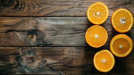 Wall Mural - Oranges isolated on a wooden background