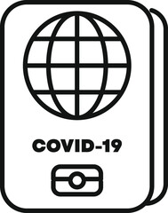 Canvas Print - Line drawing of a passport with covid 19 written on it and a world globe above