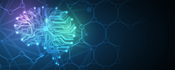 Wall Mural - abstract artificial intelligence. cloud computing. machine learning. technology web background. virt