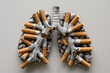 © ADDICTIVE STOCK - Cigarette-stubbed lungs sculpted in a symbolic health warning. Generative AI image