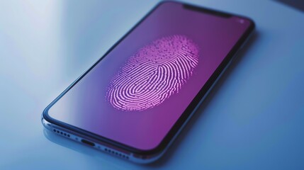 Smartphone with biometric fingerprint scanner, isolated on white background, secure and advanced, highquality visuals, copy space