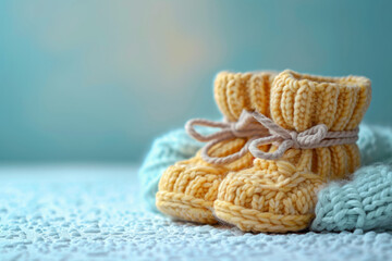 Wall Mural - Baby knitted booties shoes for newborns