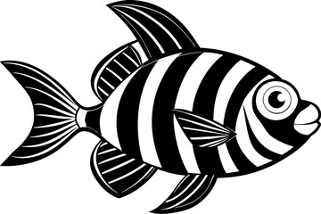 Wall Mural - striped goofy fish   silhouette vector