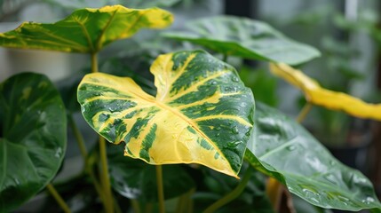 Wall Mural - Green and Yellow Splash Colocasia Esculenta Plant An Overview