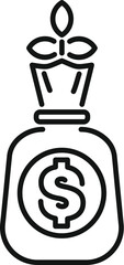 Sticker - Simple line icon of a bag of money with a plant growing out of it, representing financial growth