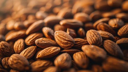 Wall Mural - Macro close up of many roasted almonds