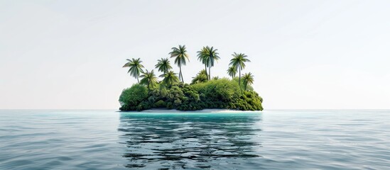 Wall Mural - Isolated island and ocean set against a white backdrop