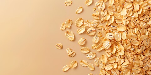 Wall Mural - pile of oats on a beige background