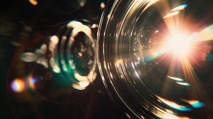 Lense flare overlay on black background design element