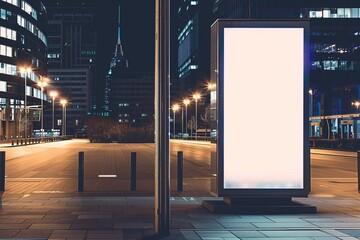 Wall Mural - City Lights Ad Space: Blank Vertical Poster Billboard Mockup