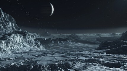 Wall Mural - alien world, deep space landscape with several moons
