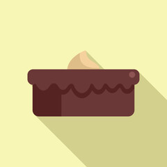 Poster - Minimalist illustration of a freshly baked brownie cake topped with whipped cream, perfect for projects related to baking, desserts, and sweet treats