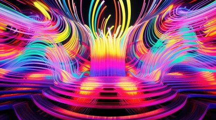 Wall Mural - Vibrant neon lights pulsating in abstract patterns