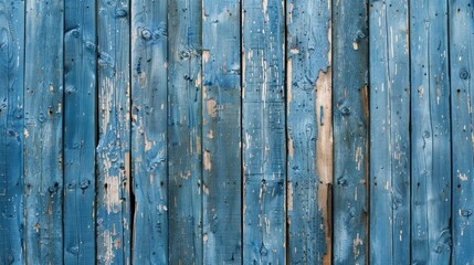 Wall Mural - A detailed look at a weathered blue wooden fence showing signs of aging