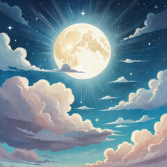 Wall Mural - watercolor sky illustration: a magical dream design for a summer poster