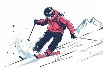 a skier is going down a mountain slope